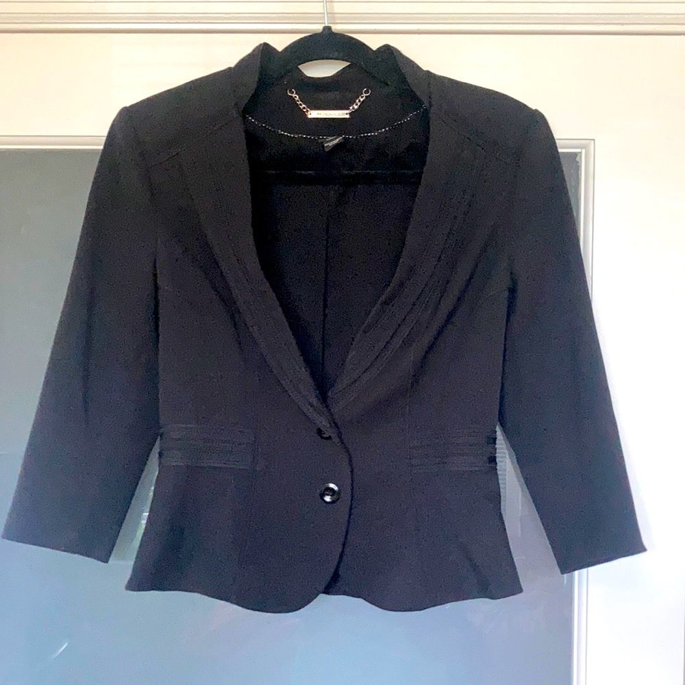 Black cropped short sleeve blazer size 4